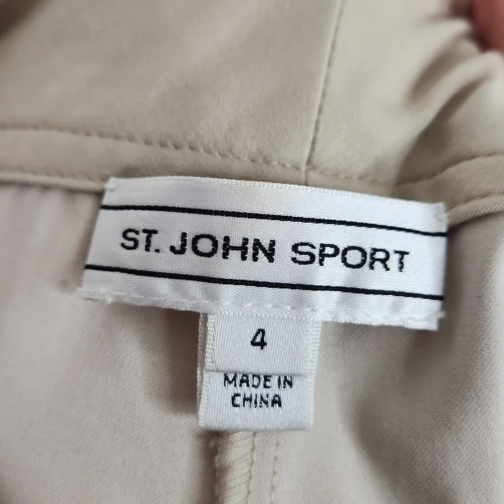 ST. JOHN SPORT Pants Womens 4‎ Tan Khaki Double Button Trouser Classic Designer